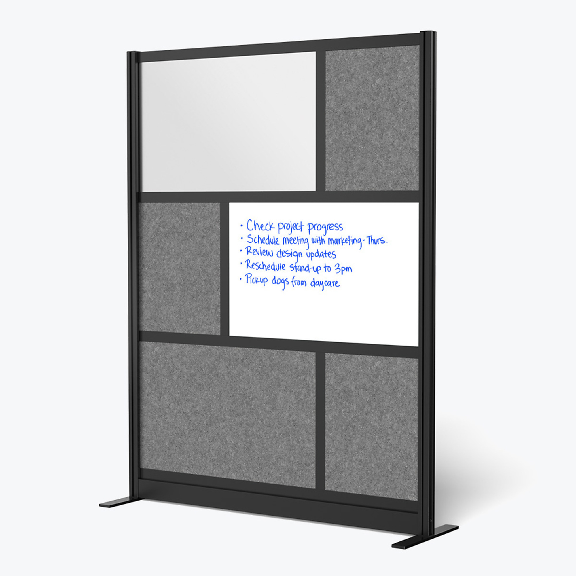 Luxor Modular Wall Divider System - 53in. x 70in., Polypropylene/PET Polyester Fabric, Black, Model# MW-5370-FWCGB